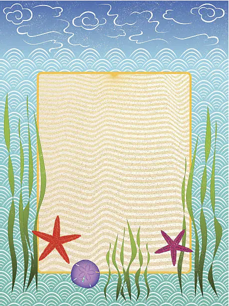 Vector illustration of ocean and beach frame