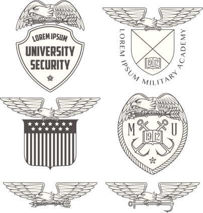 Military labels, badges and design elements.
