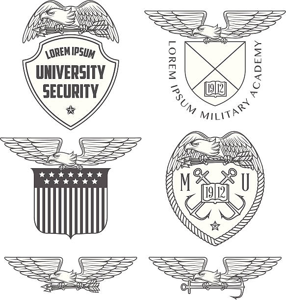 Military labels, badges and design elements Military labels, badges and design elements. riot shield stock illustrations