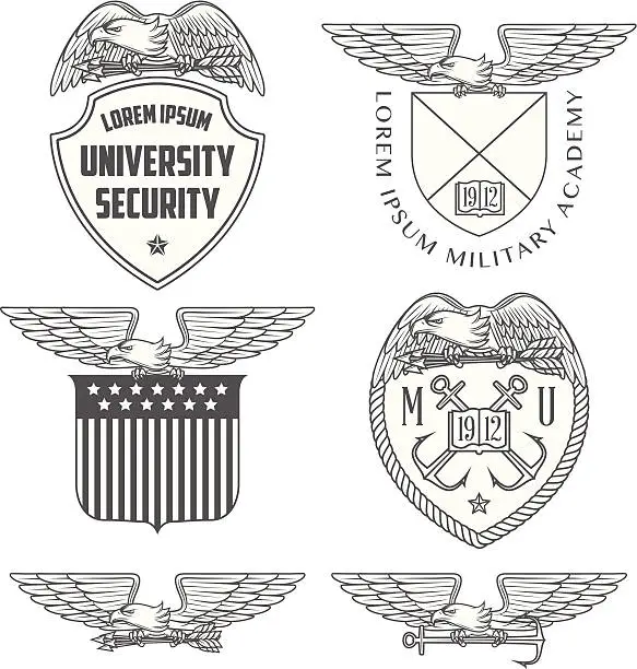 Vector illustration of Military labels, badges and design elements