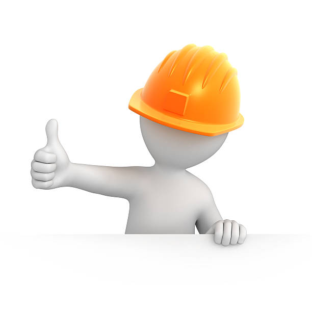 builder with thumb up builder with thumb up. 3d image with a work path sign human hand pointing manual worker stock pictures, royalty-free photos & images