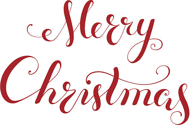 Merry Natal Escrito à Mão lettering. - ilustração de arte vetorial