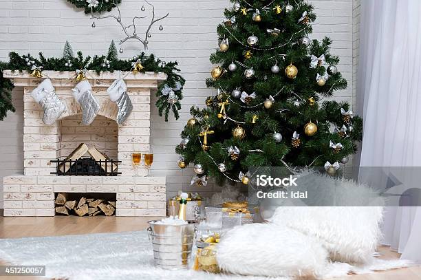 Christmas Interior Stock Photo - Download Image Now - Basket, Bucket, Christmas