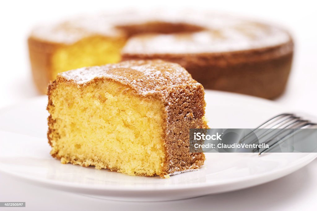 piece of cake close up of piece of cake with icing sugar Cake Stock Photo