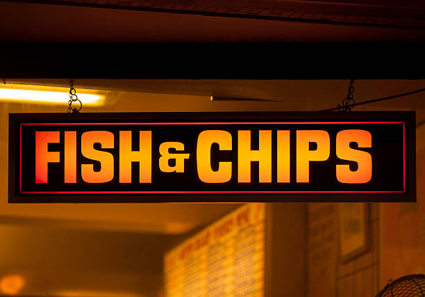 istock Fish and chip shop neon sign 451251019