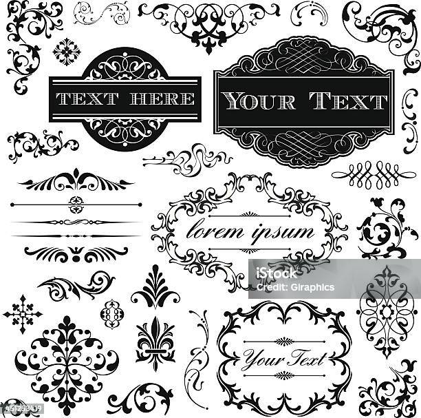 Retro Ornament Set Stock Illustration - Download Image Now - Dingbat, Art Nouveau, Rococo Style