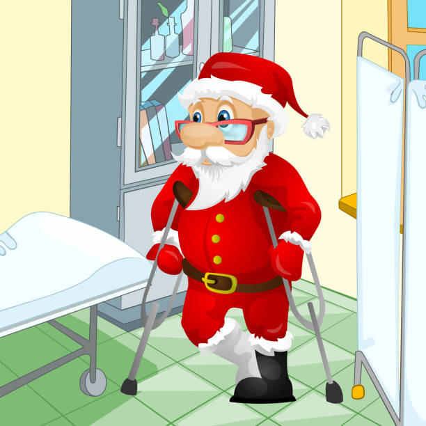 illustrations, cliparts, dessins animés et icônes de santa claus - christmas crutch holiday christmas decoration