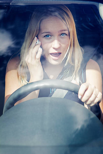 istock Careless woman at traffic 451260153