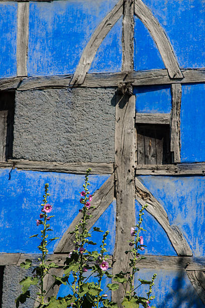 half-timbered house detail, France stock photo