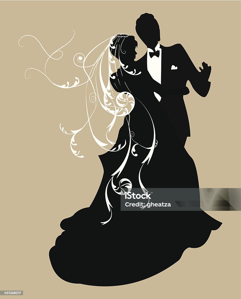 silhouette de la mariée et le marié - clipart vectoriel de Valse libre de droits