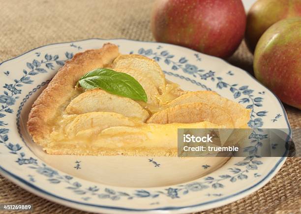 Piece Of Apple Tart Stock Photo - Download Image Now - Apple - Fruit, Apple Pie, Blue