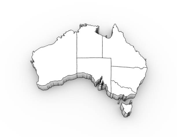 istock Australia map 3D white with states; looks like a drawing 451274485