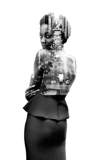 Double Exposure o woman and New York