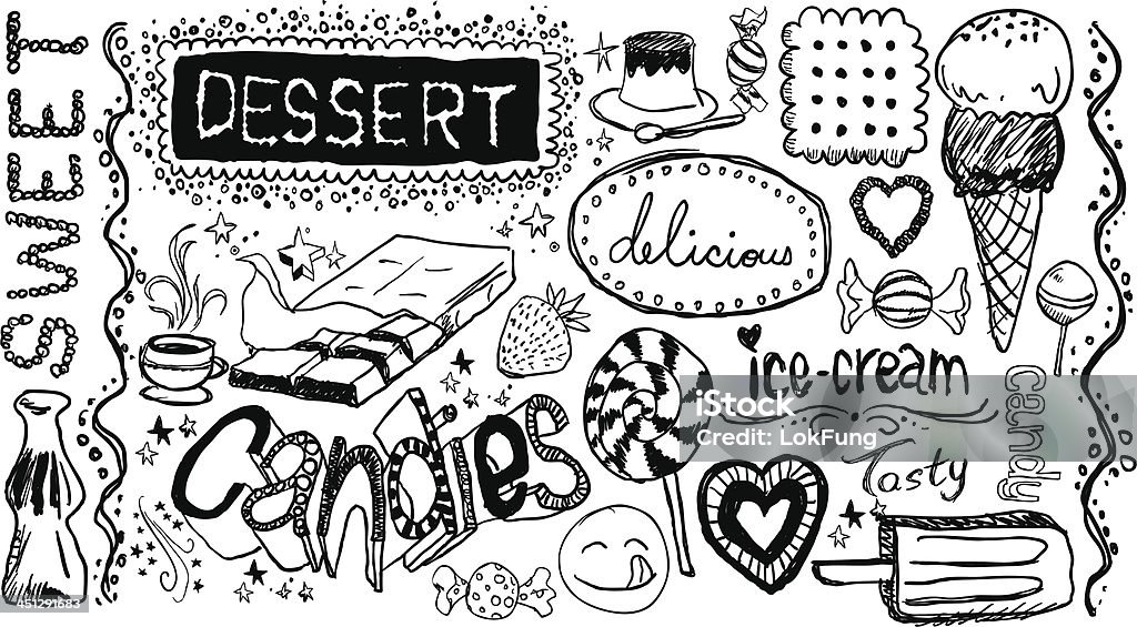 Dessert hand skecth collection Dessert hand skecth collection in black and white Chocolate stock vector