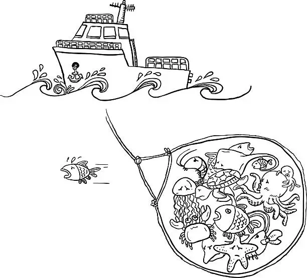 Vector illustration of Catching fish illustration