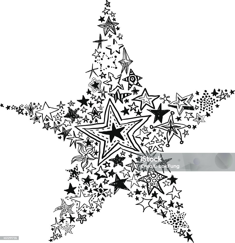 Ornate stars in black and white Star Shape stock vector