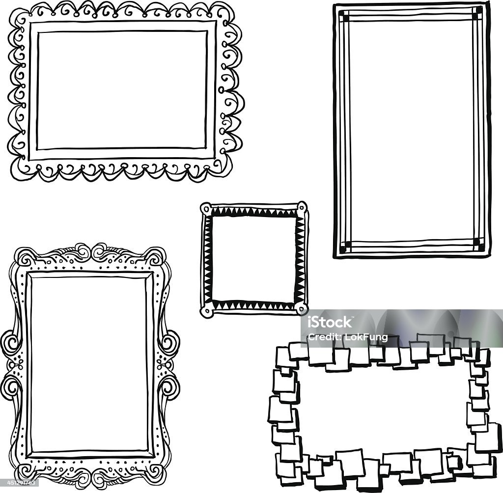 Ornate frames in sketch style Ornate frames in sketch style, black and white Picture Frame stock vector