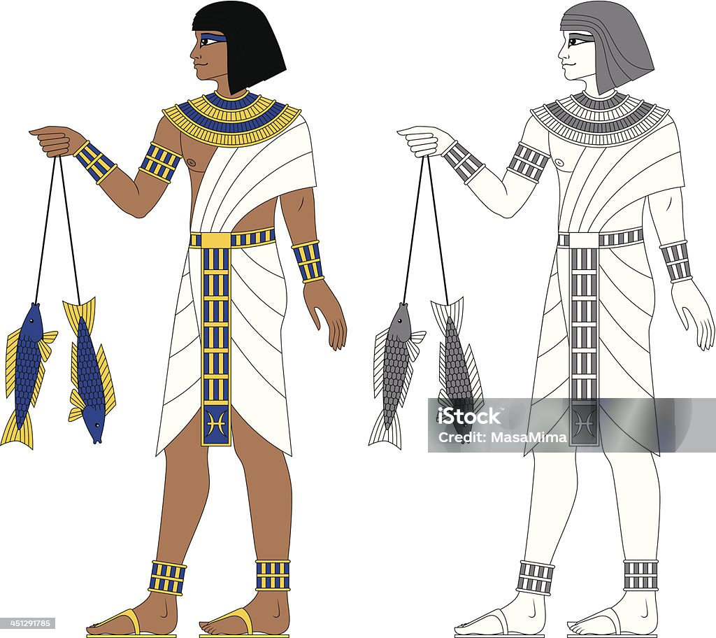 Egyptian Zodiaka: Ryby - Grafika wektorowa royalty-free (Biały)