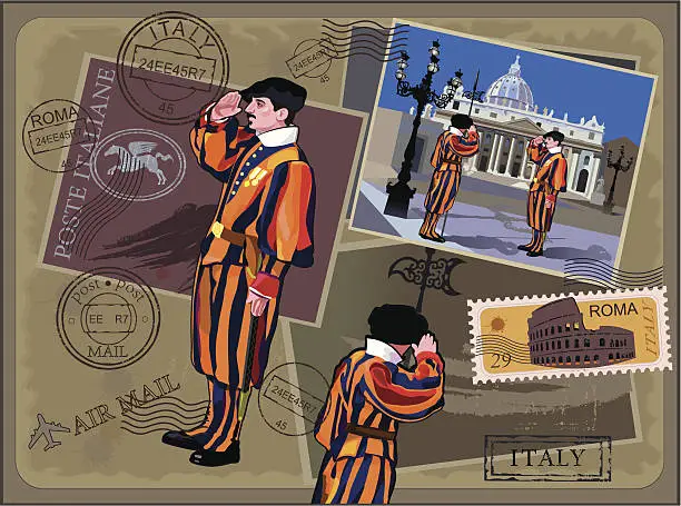 Vector illustration of Rome. Postal card