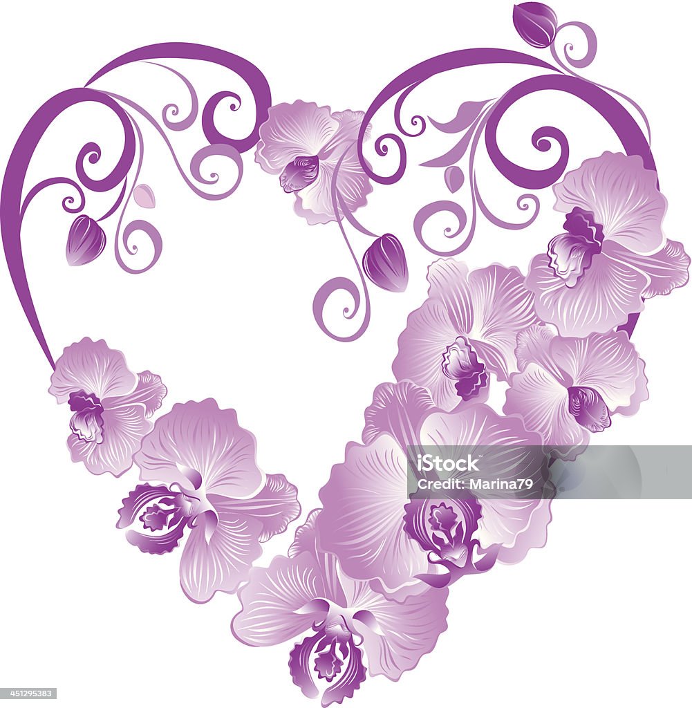 Heart from orchid branches Floral heart for valentine card Beauty stock vector