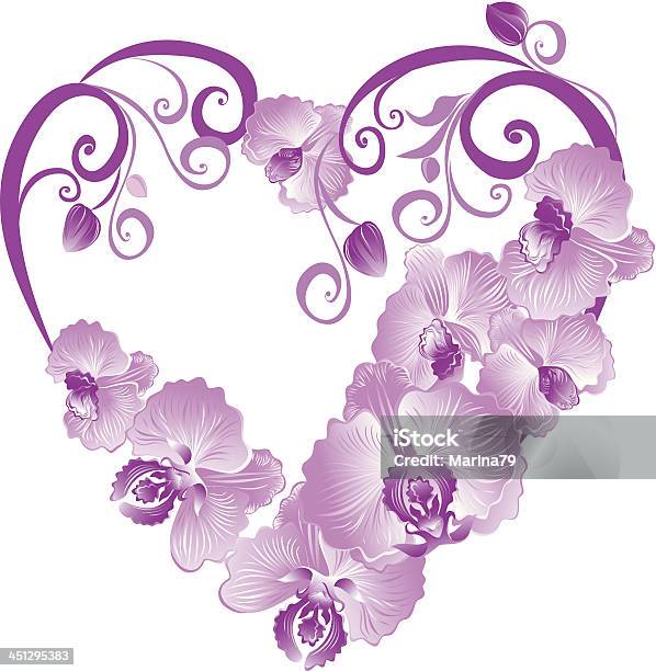 Heart From Orchid Branches Stock Illustration - Download Image Now - Beauty, Beauty In Nature, Border - Frame