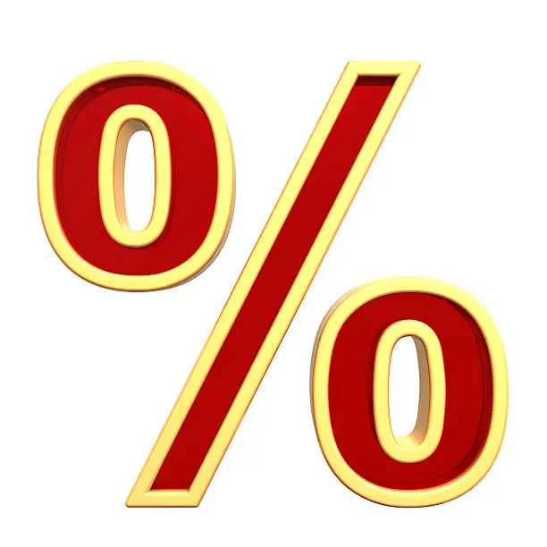 Photo of Percent sign from ruby with gold frame alphabet set