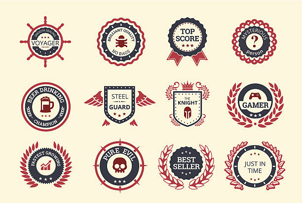 Achievement Badges Achievement badges for games or applications 2. gamification badge stock illustrations