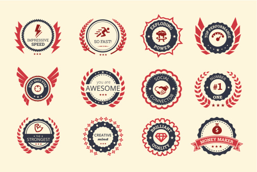 Achievement badges for games or applications 3.