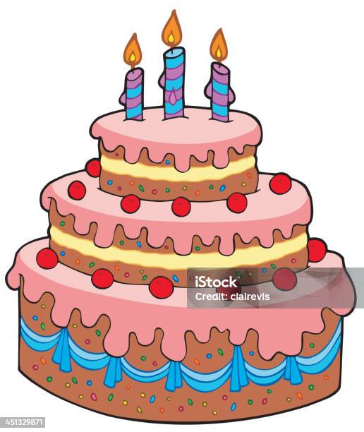 Big Cartoon Geburtstagstorte Stock Vektor Art und mehr Bilder von Groß - Groß, Geburtstagstorte, Kuchen