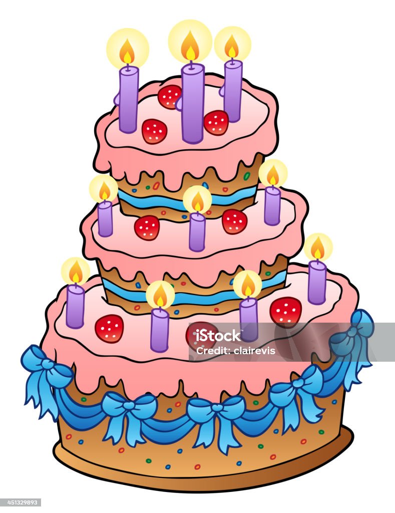 Pastel con velas y cintas - arte vectorial de Acontecimiento libre de derechos