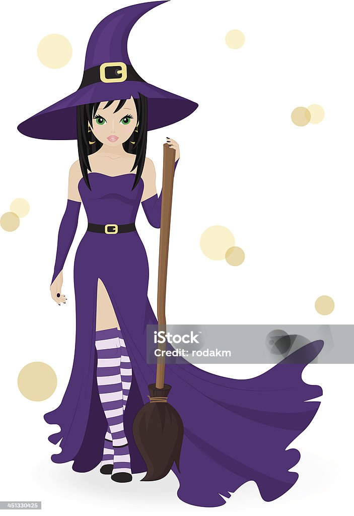 Beautiful Witch Stock Illustration - Download Image Now - Adult, Broom,  Cartoon - iStock