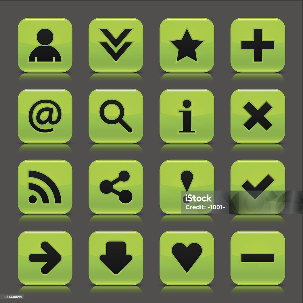 Ícone brilhante de fundo verde sinal botão quadrado Fundo cinza - Vetor de Arroba royalty-free