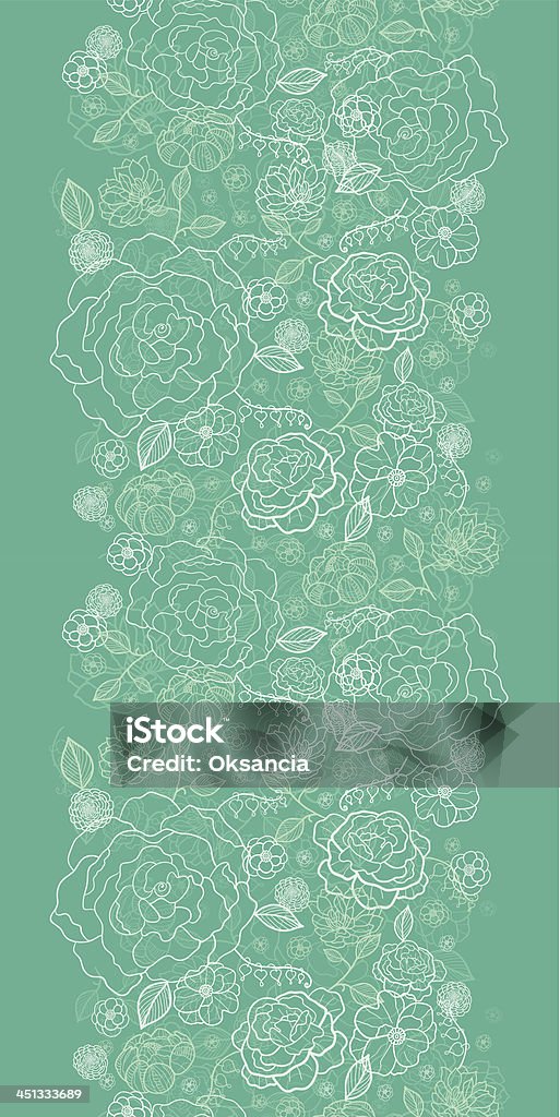 Esmeralda verde floral patrón sin costuras fondo lineart vertical - arte vectorial de Abstracto libre de derechos