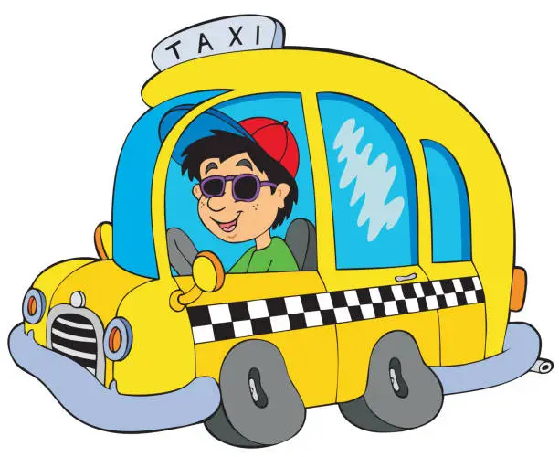 Vector illustration of Cartoon taxi driver