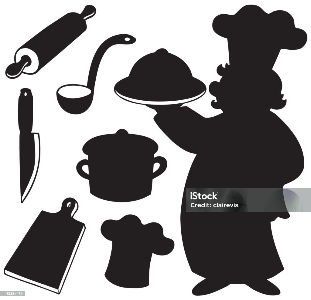 Chef silhouettes collection - clipart vectoriel de Chef cuisinier libre de droits