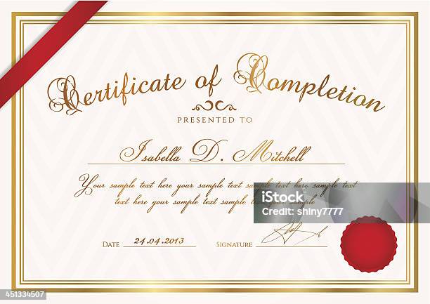 O Certificado Diploma Modelo Design De Fundo Com Padrão De Roseta De Selo De Cera - Arte vetorial de stock e mais imagens de Certidão