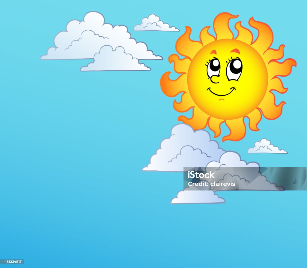 Ilustración de Dibujos Animados De Sol Con Nubes En El Cielo Azul y más  Vectores Libres de Derechos de Luz del sol - Luz del sol, Sonreír, Viñeta -  iStock