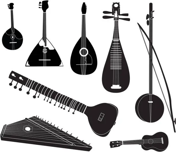 Vector illustration of Musical instruments of different cultures collection