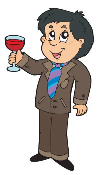 Vector illustration of Cartoon wine drinker