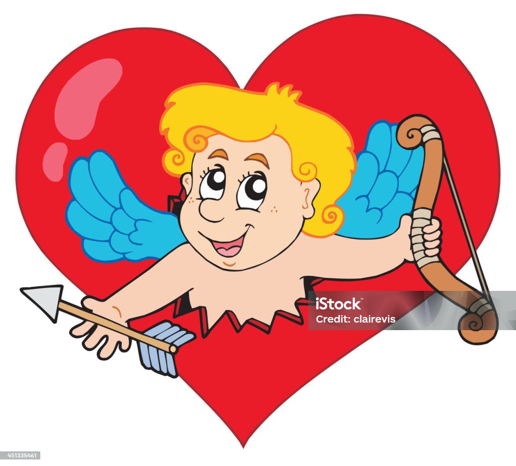 Cupidon lurking de cœur - clipart vectoriel de Aile d'animal libre de droits