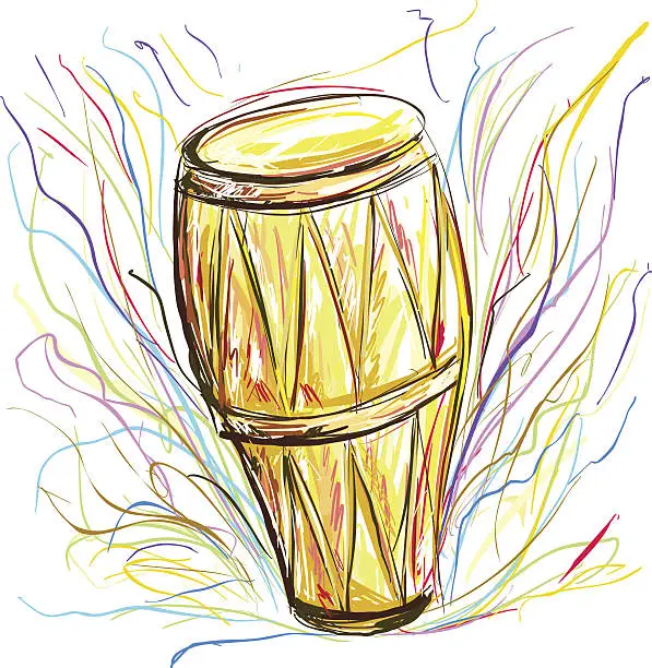 Vector illustration of Drum in color sketch style