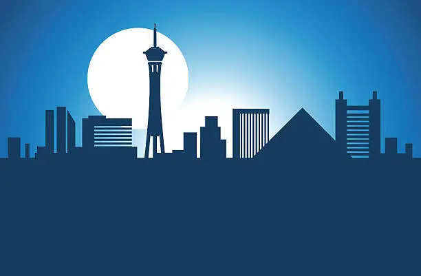 Vector illustration of Cartoon portrayal of Las Vegas skyline
