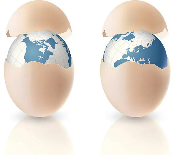 Vector illustration of Earth in egg