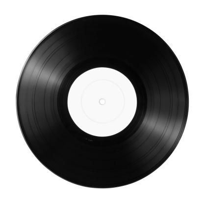 New vinyl record with empty label isolated on white
