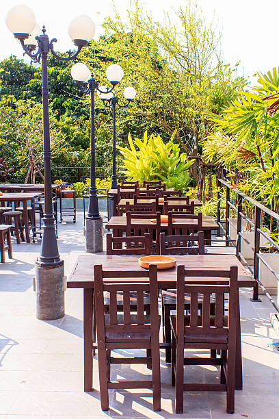 istock outdoor wooden lunch table 451342515
