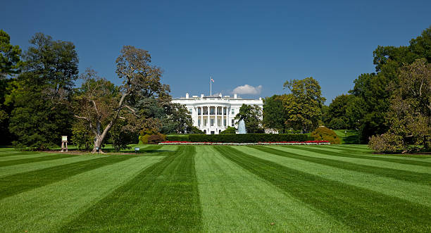 White House in Washington D C From front lawn view stock photo