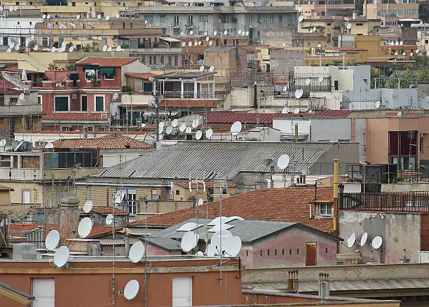 Photo of roofs of the metropolis with antennas