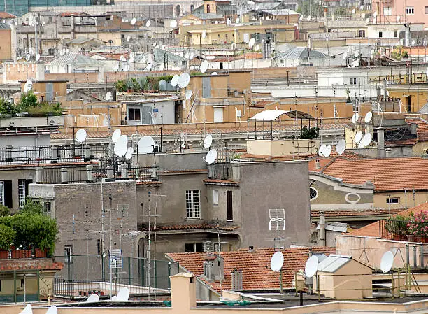 Photo of roofs of the metropolis with antennas