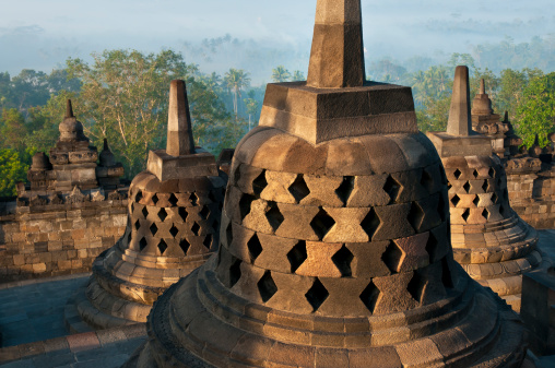 Sunrise at the Borobudur Temple. Java, Indonesia  