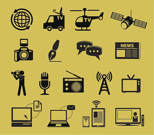 Vector illustration of Media, Communication and Journalism icons